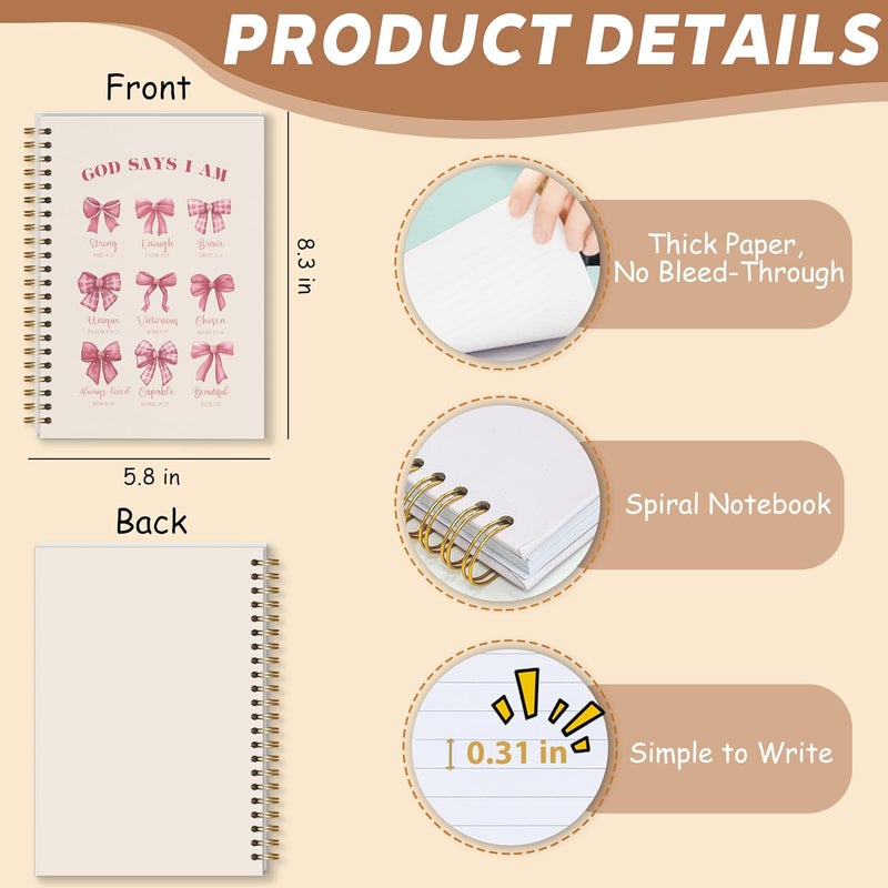 KIDEAR Christian Journal for Women, Prayer Notebook for Bible Study Notes,Cute Pink Bow Faith Journal,Coquette Preppy Christian Gifts for Teen Girls,Church Note Bible Study Supplies - A10 - Image 2